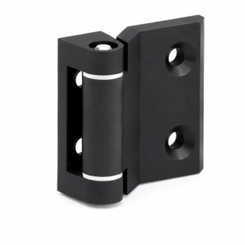 Zawias narożny metalowy 47x45 mm, zagięcie 5 mm, łożysko Delrin, lakier czarny, 4-otwory, do drzwi