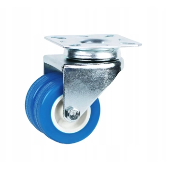 Podwójne koło obrotowe 50 mm/70 kg na płycie, PVC, niebieskie