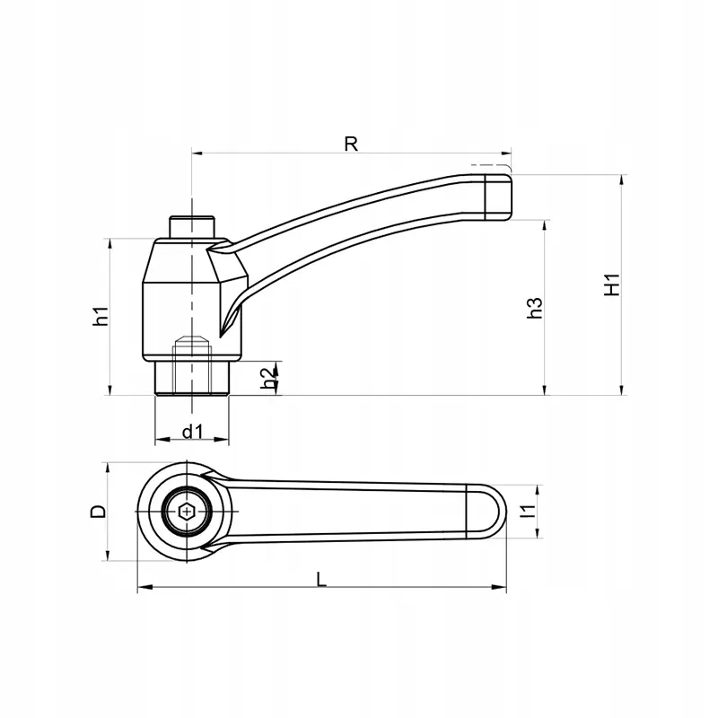 Rękojeść zaciskowa 80mm otwór M6 metal dźwignia nastawna Rekojesc-zaciskowa-80mm-otwor-M6-aluminiowa-czarna-dzwignia-do-maszyn-Kod-producenta-AKB-8006