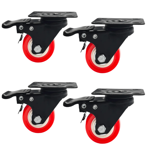 Zestaw 4 kół z hamulcem 50mm PVC