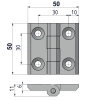 Zawias skrzydełkowy nierdzewny A=50 B=50 l=30, 4-otworowy, INOX