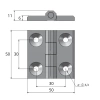 Zawias skrzydełkowy nierdzewny A=50 B=50 l=30, 4-otworowy, INOX