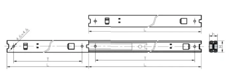 Prowadnica teleskopowa stalowa przemysłowa 45×500 mm – komplet 2 szt.