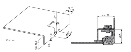 Zawias narożny metalowy 20x30 mm, lakier czarny, na panel 1,5 mm