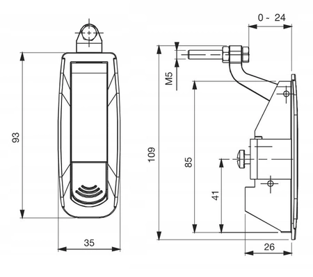 Zamek dociskowy na panel 0-24mm