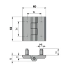 Zawias skrzydełkowy A=60 B=60 l=36, stal nierdzewna 4-śruby, INOX