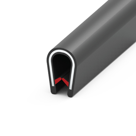 Osłona krawędzi PVC 2–4 mm 530, czarna, wciskana, ze stalowym wzmocnieniem, metr bieżący