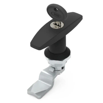 Zamek ćwierćobrotowy typ T lakier czarny klucz euro