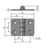 Zawias skrzydełkowy nierdzewny A=36 B=48, 4-otworowy, INOX