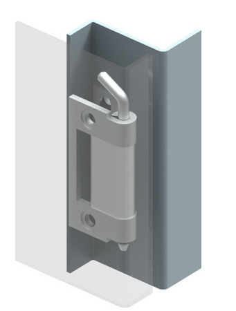 Zawias wewnętrzny stalowy 32,5x65 mm, zagięcie drzwi 20 mm, ocynk, otwory ⌀6,5 mm