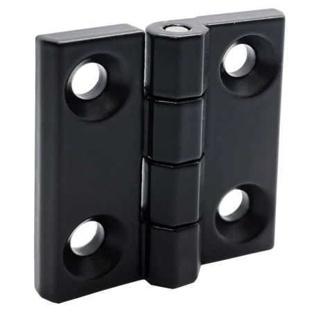 Zawias skrzydełkowy metalowy A=50 B=50 l=30, lakierowany czarny, 4-otwory, ZnAl