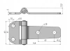 Zawias skrzydełkowy stalowy A=63 B=140, lakierowany czarny, 4-otworowy