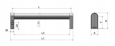 Uchwyt przemysłowy pałąkowy 250 mm gwint M6 aluminium 