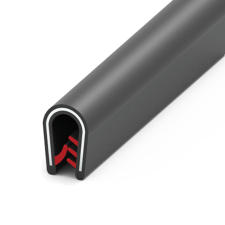 Osłona krawędzi PVC 1,5–4 mm 523, czarna, wciskana, ze stalowym wzmocnieniem, metr bieżący