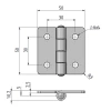 Zawias skrzydełkowy metalowy A=50 B=50 l=30, ocynkowany, 4-otworowy, stal