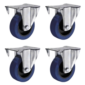 Zestaw 4 koła stałe do 150kg miękka guma 100mm płyta