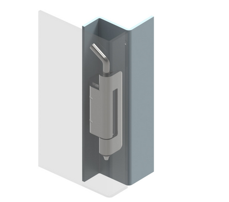 Zawias wewnętrzny nierdzewny 23x60 mm, zagięcie drzwi 18 mm, otwory ⌀4 mm, INOX