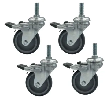 Zestaw 4 koła obrotowe do 40kg tworzywo 75mm śruba M12x30 hamulec