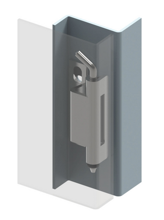 Zawias wewnętrzny nierdzewny 32,5x60 mm, zagięcie drzwi 20 mm, otwory ⌀6,5x12 mm, INOX