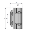 Zawias narożny metalowy 33x60 mm, zagięcie 25 mm, lakier czarny, gwint M6, 3-częściowy, do drzwi