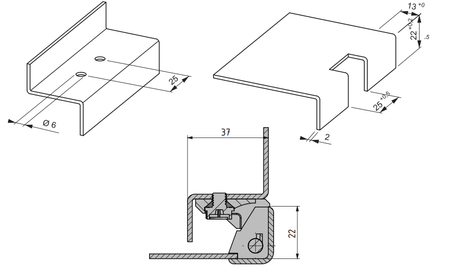 Zawias narożny metalowy prosty 31x42 mm, lakier czarny, na panel 1,5–2 mm