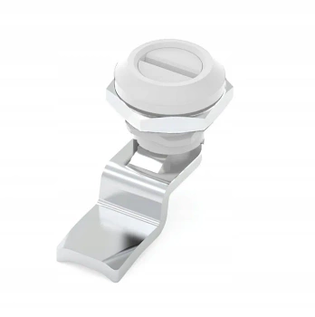 Zamek przemysłowy mini ćwierćobrotowy z nacięciem biały poliamid