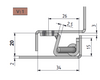 Zawias wewnętrzny nierdzewny 32,5x60 mm, zagięcie drzwi 20 mm, otwory ⌀6,5x12 mm, INOX