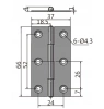 Zawias skrzydełkowy nierdzewny A=37 B=66, 6-otworowy, INOX