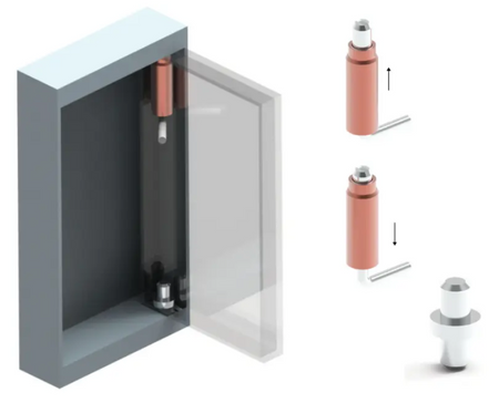 Zawias wewnętrzny stalowy 12x55 mm, sprężynowy, z trzpieniem, do wspawania