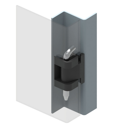 Zawias narożny metalowy 20x30 mm, lakier czarny, na panel 1–1,2 mm