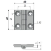 Zawias skrzydełkowy metalowy A=40 B=40 l=25, lakierowany czarny, 4-otwory, ZnAl