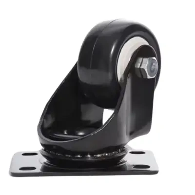 Koło skrętne do 70kg PVC 75mm płyta hamulec czarny bieżnik 