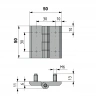 Zawias skrzydełkowy A=50 B=50 l=30, stal nierdzewna 4-śruby, INOX