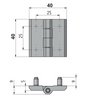 Zawias skrzydełkowy metalowy A=40 B=40 l=25, lakierowany czarny, 4-śruby M5, ZnAl