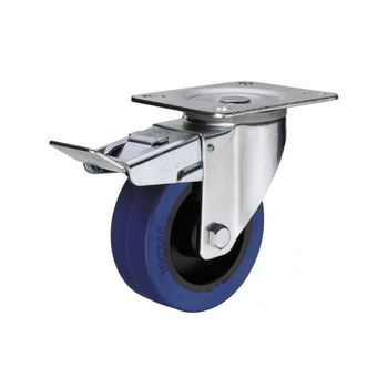 Koło skrętne do 100kg miękka guma 80mm płyta hamulec