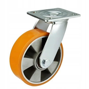 Koło przemysłowe 125 mm/350 kg bez hamulca, płyta, aluminiowy rdzeń + poliuretan (PU)