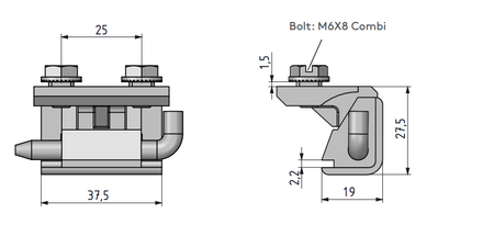 Zawias narożny metalowy 31x42 mm, lakier czarny, na panel 1,5–2 mm