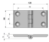 Zawias skrzydełkowy metalowy A=60 B=120, lakierowany czarny, 4-otwory, ZnAl