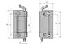 Zawias wewnętrzny nierdzewny 32,5x65 mm, zagięcie drzwi 20 mm, otwory ⌀6 mm/⌀5 mm, INOX