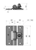 Zawias skrzydełkowy nierdzewny A=44 B=50, regulowany, 4-otworowy, INOX