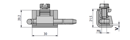 Zawias narożny metalowy 19x30 mm na panel 1,5-2mm, ZnAl
