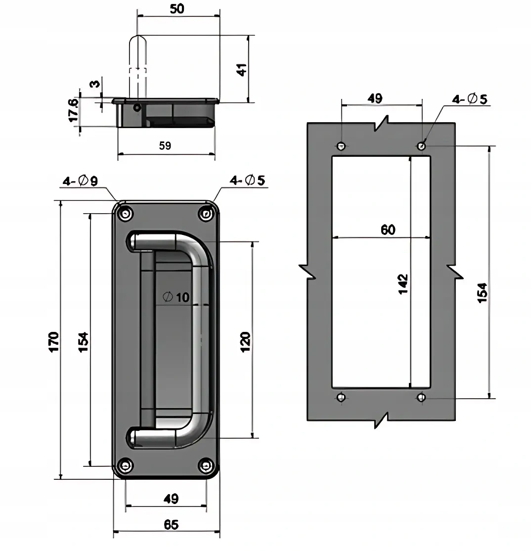Uchwyt kontenerowy sprężynowy 122×74 mm stalowy, chromowany, do skrzyń EAN (GTIN) 5907335011426