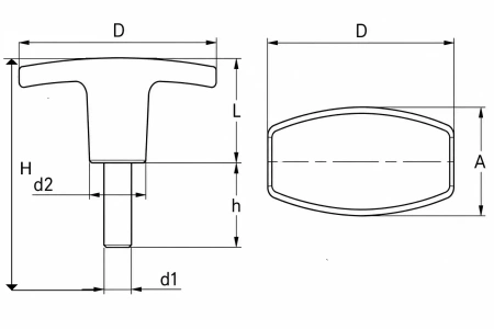 Uchwyt typ T 71 mm ze śrubą M12x50 poliamid czarny