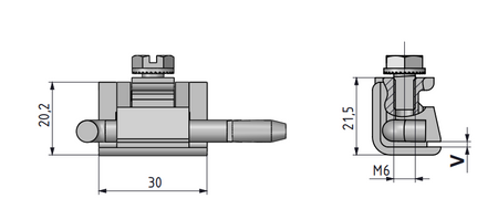 Zawias narożny 19x30, na panel 1,5-2 mm, chromowany, pręcik, ZnAl