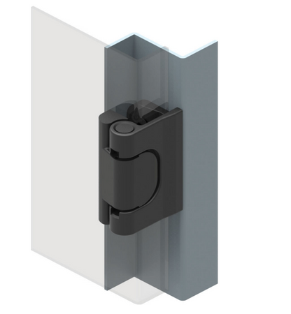 Zawias narożny metalowy 33x60 mm, zagięcie 25 mm, lakier czarny, gwint M6, 3-częściowy, do drzwi