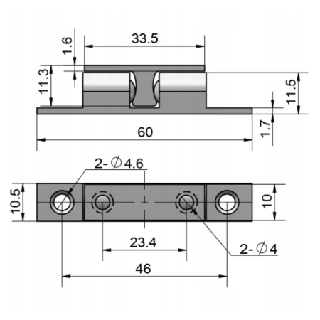 Zamknięcie zatrzaskowe 60x10,5 mm chwytak kulkowy do drzwi i szafek 