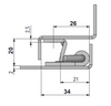 Zawias wewnętrzny stalowy 32,5x65 mm, zagięcie drzwi 20 mm, ocynk, otwory ⌀6,5 mm