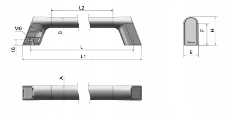 Uchwyt pałąkowy 160 mm otwory M6 czarny 