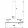 Stopka wahliwa z kotwieniem 110 mm poliamid, sworzeń M16x100 stal