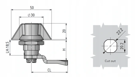 Zamek przemysłowy z uchwytem motylkowym poliamid